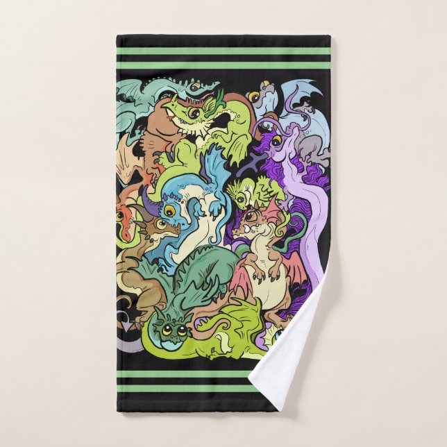 Packed In Party Dragons Bath Towel Set (Hand Towel)