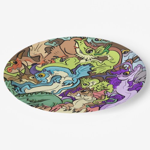 packed in party dragons paper plates