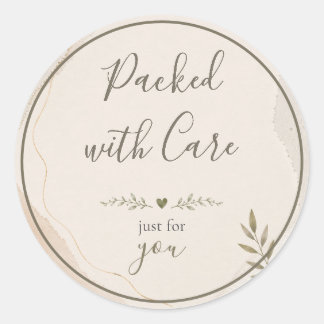 Packed with Care Elegant Small Business Classic Round Sticker