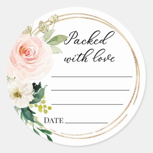 Packed with love pink floral kitchen labels