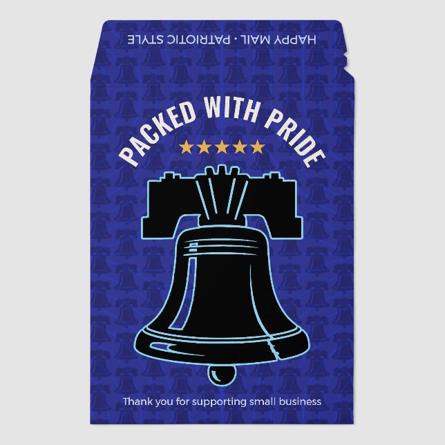 Packed With Pride Liberty Bell Patriotic QR Design Envelope Mailers (Front)
