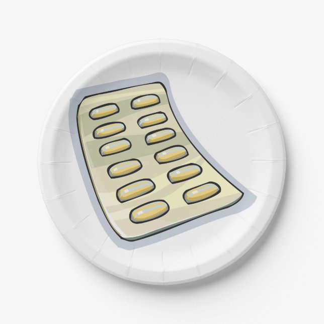 Packet Of Pills Paper Plates (Front)