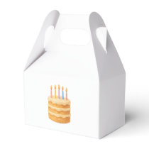 Packing box with a picture of a birthday cake with