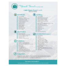 Packing List: Cold Climate Travel (1 Adult)