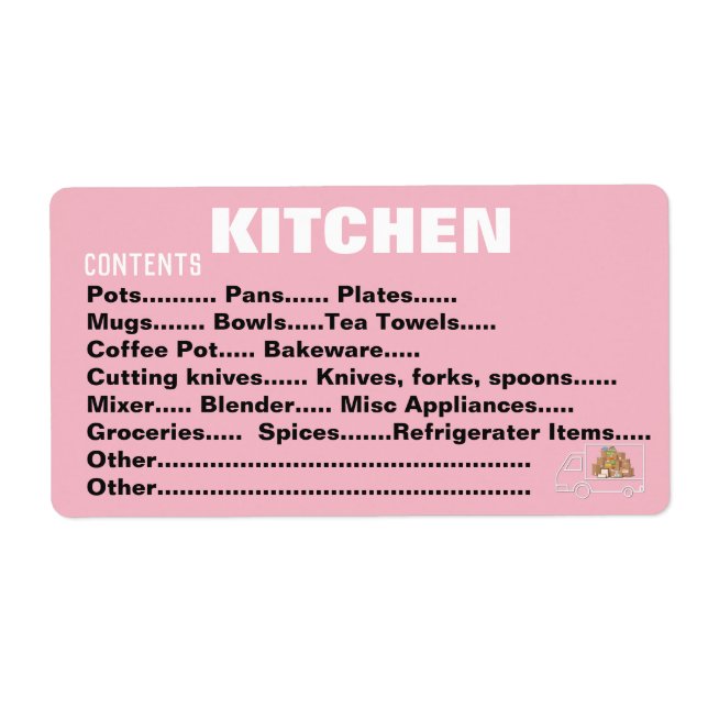 Packing Moving Organizing Labels - Kitchen (Front)