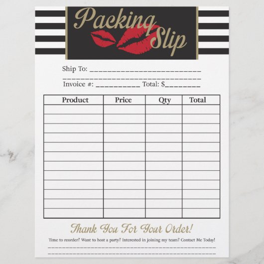 Packing Slip - Gold/Stripes/Lips (Front)
