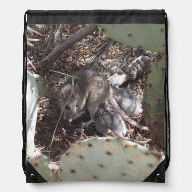 Packrat Mother with Babies Drawstring Bag (Front)