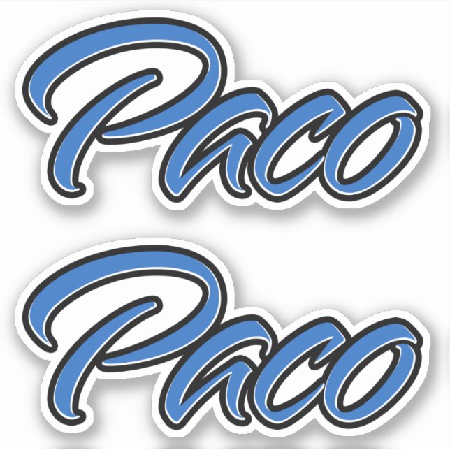 Paco name blue sticker embroiderset (Front)