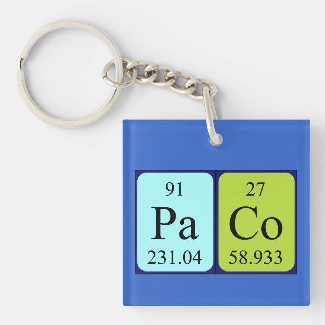 Paco periodic table name keyring (Front)