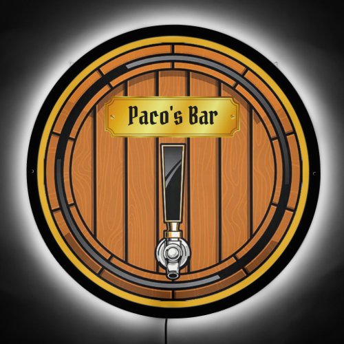 Pacos Bar Beer Keg LED Sign