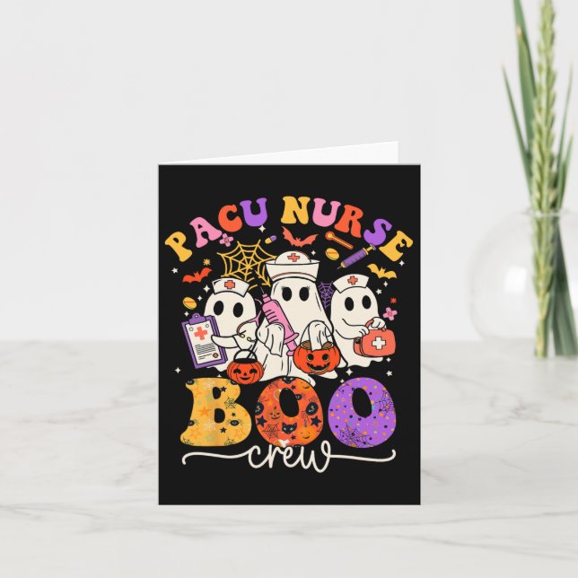 Pacu Boo Crew Costume Funny Nurse Ghost Halloween  Card (Front)