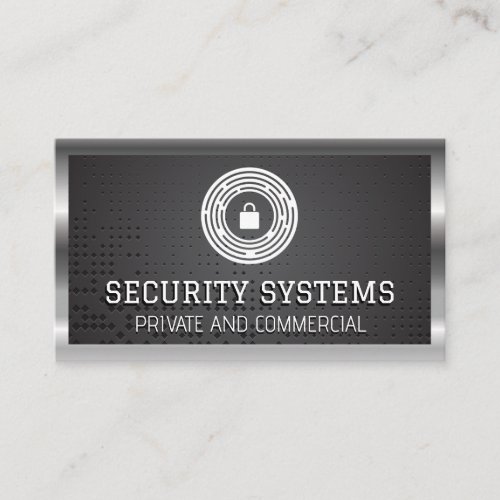 Pad Lock Logo  Metal Border Mesh Business Card