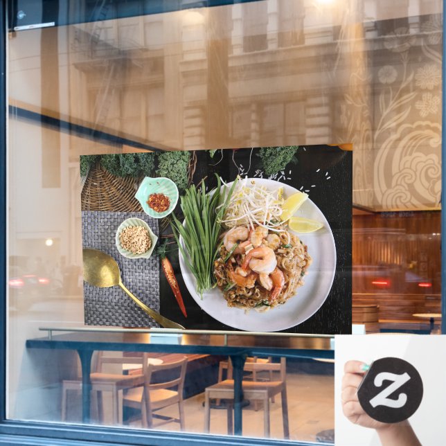 Pad Thai Pad Thai Prawn Thai Food Thai Noodle Window Cling (Cafe Window)