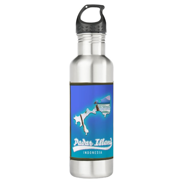 Padar Island Indonesia Stainless Steel Water Bottle (Front)