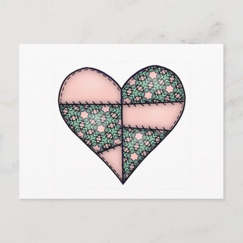 Padded Quilted Stitched Heart Peach_04 Postcard