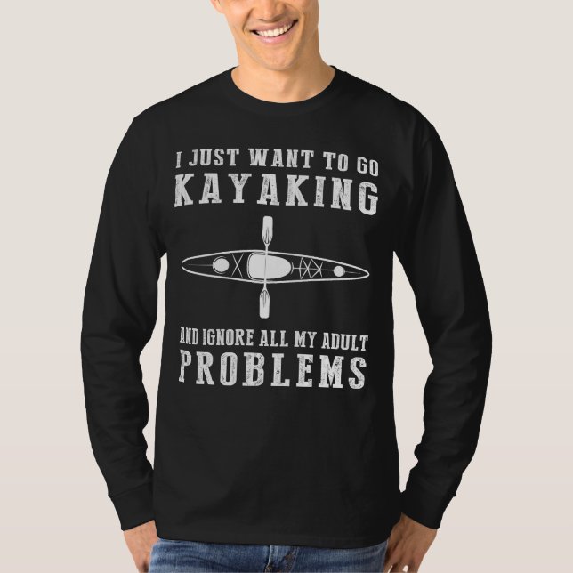 "Paddle Away Adulting: Embrace the Kayaking Escape T-Shirt (Front)