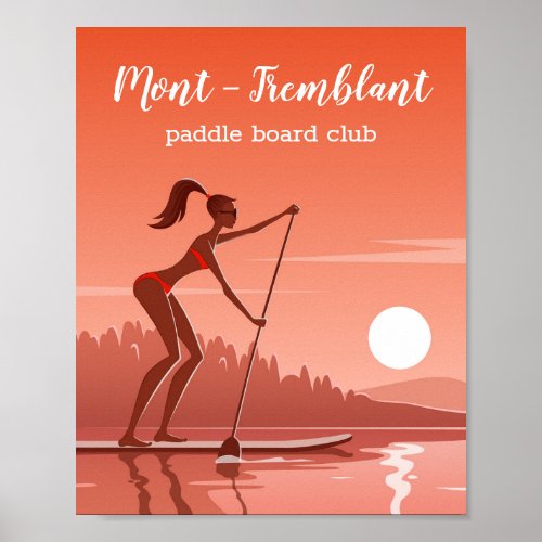 Paddle Board Bikini Girl Sunset Water Sport Lake Poster