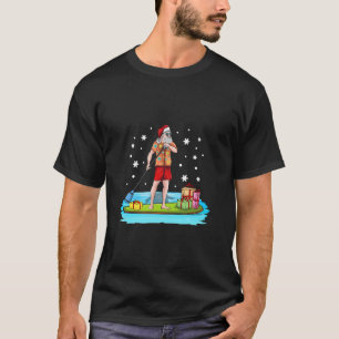 Paddle Board Hawaiian Christmas Santa Claus Mele  T-Shirt