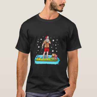 Paddle Board Hawaiian Christmas Santa Claus Mele T-Shirt