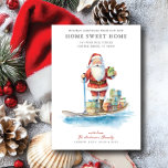 Paddle Board Santa Christmas Moving Announcement<br><div class="desc">This festive tropical Christmas moving announcement card features a cute Santa on a paddle board. The card is perfect for sending to friends and family during the holiday season to let them know about your new address while also incorporating your love of the tropics. The overall design is festive and...</div>