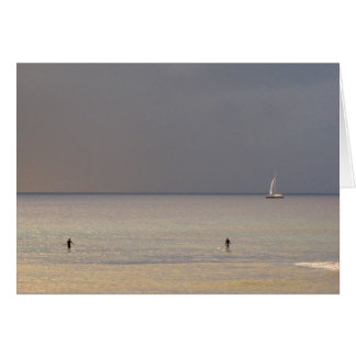 Paddle boarders at sunset in Maui Cards