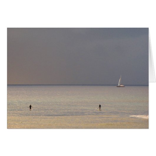 Paddle boarders at sunset in Maui Cards (Front Horizontal)
