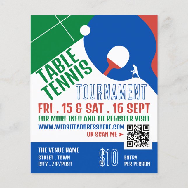 Paddle Design, Table Tennis Tournament Advertising Flyer (Front)