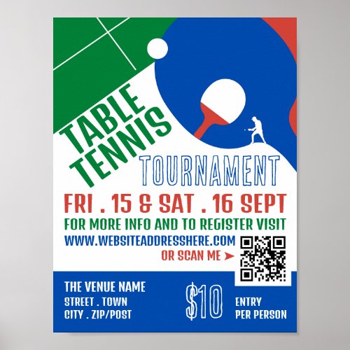 Paddle Design Table Tennis Tournament Advertising Poster