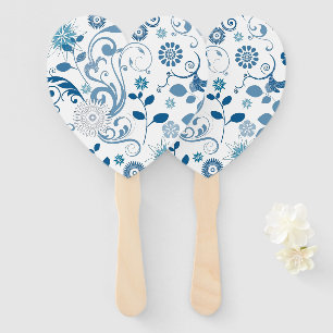 Paddle Fan-Blue Floral Hand Fan
