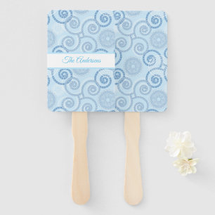 Paddle Fan-Blue Pearls Hand Fan
