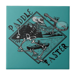 Paddle Faster Skeleton Canoe Ceramic Tile