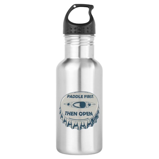 Paddle First Then Open Stainless Steel Water Bottle (Front)