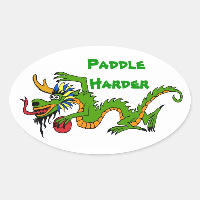 Paddle Harder Dragon Boat Oval Sticker (Front)