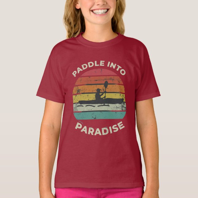 "Paddle into Paradise." in multi-color: T-Shirt (Front)