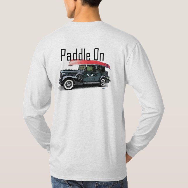 Paddle On Classic Car Design - Men's Basic Long Sl T-Shirt (Back)