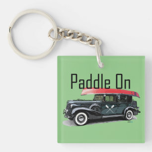 Paddle On Classic Car Design - Square (double-sid Keychain