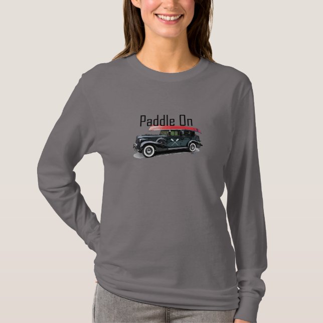 Paddle On Classic Car Design - Women's Basic Long T-Shirt (Front)