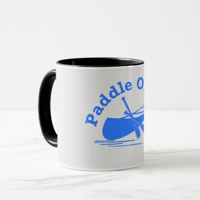 Paddle On Design - Light Grey/Blue Combo Mug (Front Left)