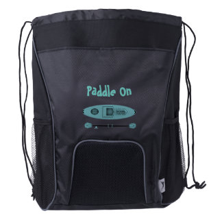 Paddle On Teal Kayak Drawstring Backpack
