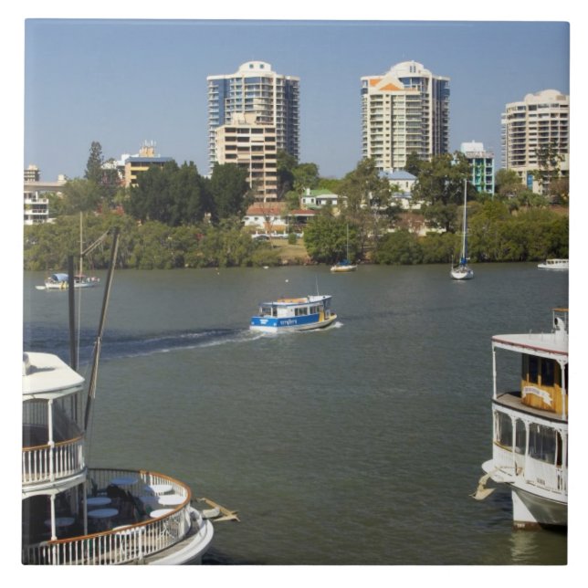 Paddle Steamers, Brisbane River, Brisbane, Ceramic Tile (Front)