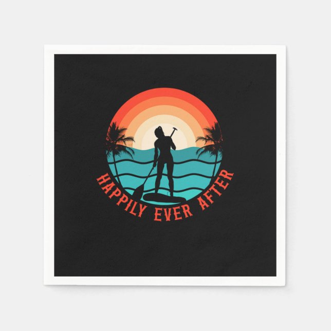Paddleboard And She Lived Happily Ever After Girl  Napkins (Front)