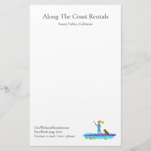 Paddleboard Water Sports Rentals Business Office Stationery