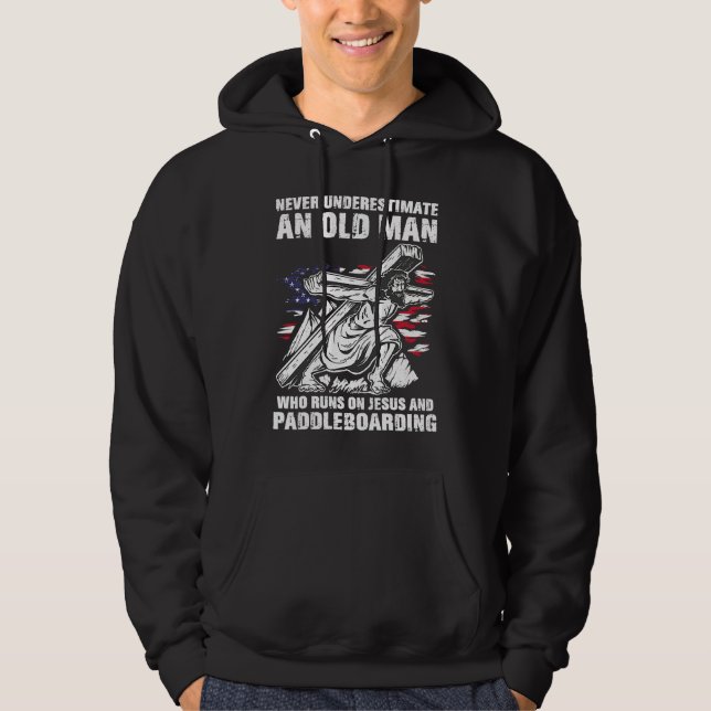 Paddleboarding Dad Christian Paddle Board Grandpa Hoodie (Front)