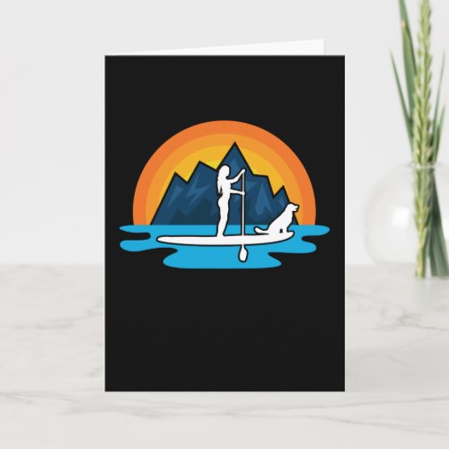 Paddleboarding Paddle Board Girl and Dog Card