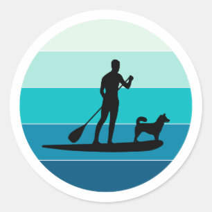 Paddleboarding Paddleboard Paddle Water sports Dog Classic Round Sticker