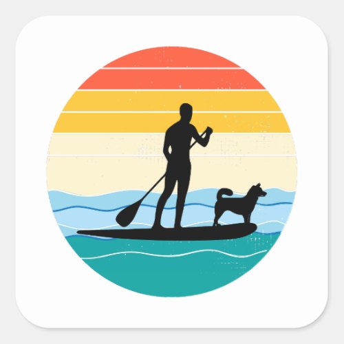 Paddleboarding Paddleboard Paddle Water sports Dog Square Sticker