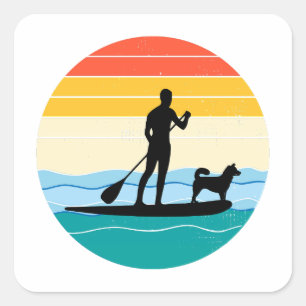 Paddleboarding Paddleboard Paddle Water sports Dog Square Sticker