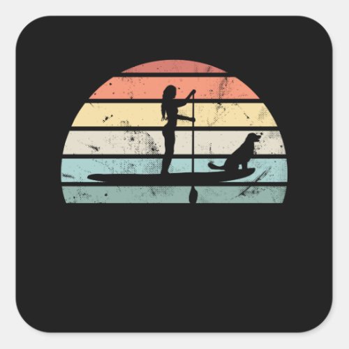 Paddleboarding Sunset Gift for Women Square Sticker