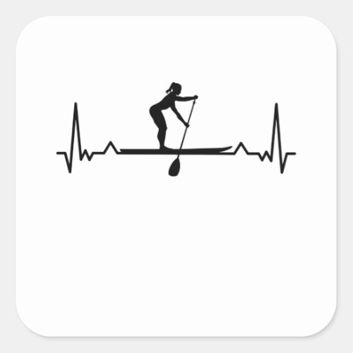 Paddleboarding Sup Girls Heartbeat Gift Square Sticker