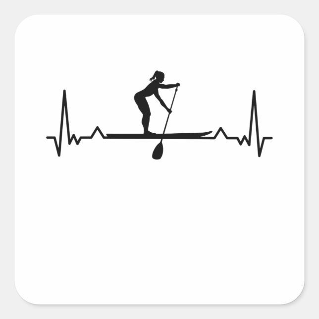 Paddleboarding Sup Girls Heartbeat Gift Square Sticker (Front)